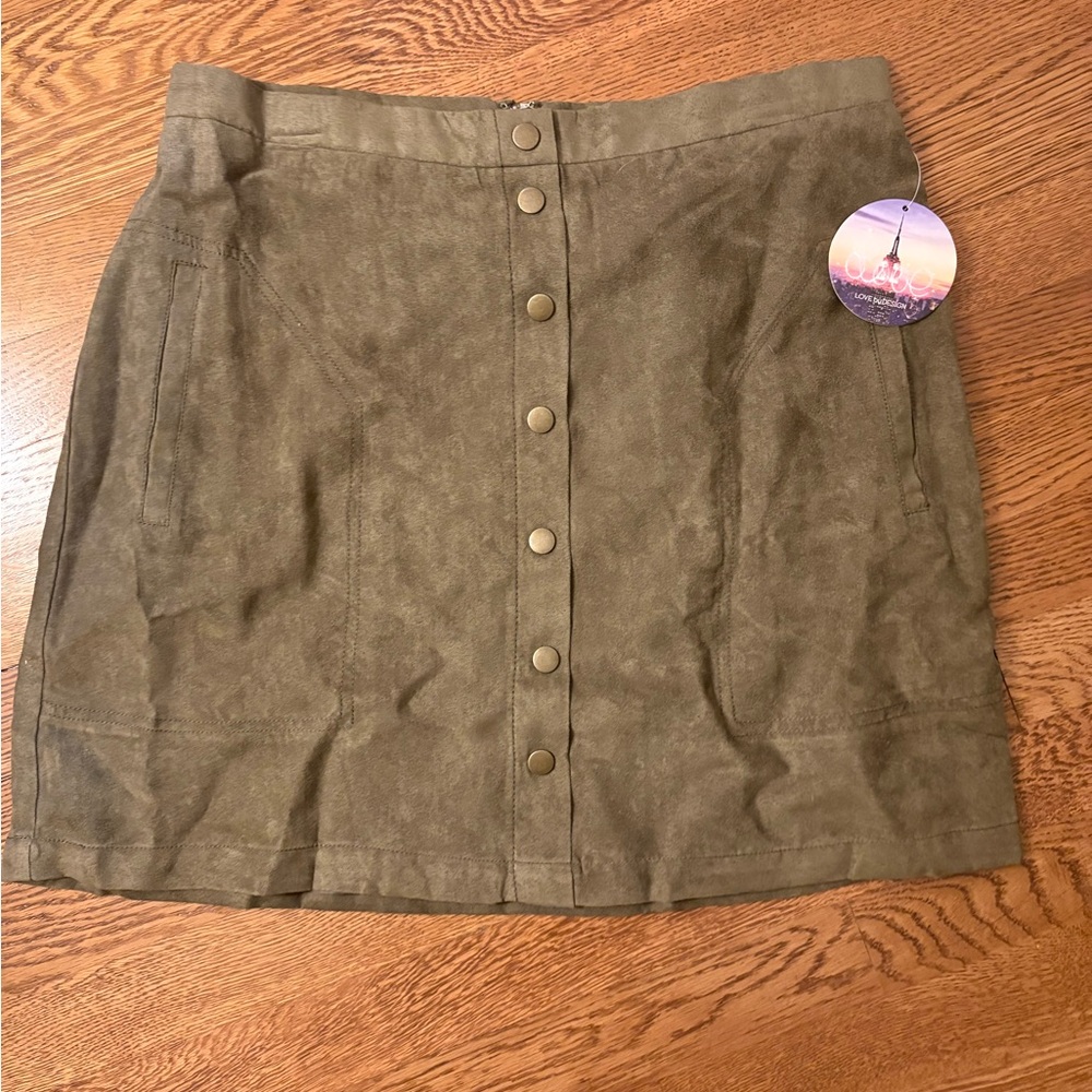Olive Button-Down Women's Skirt